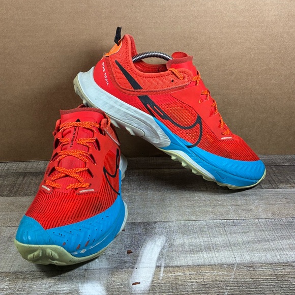 Nike Air Zoom Terra Kiger 8 Men’s Size 10 Habanero Red Blue Trail Shoes Sneakers - Picture 7 of 11